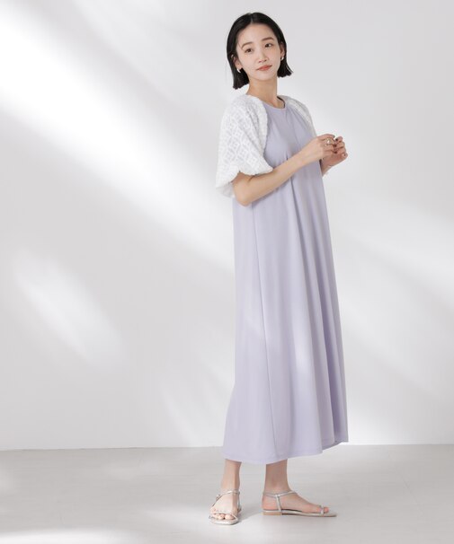 バルーンスリーブコンビカットワンピース