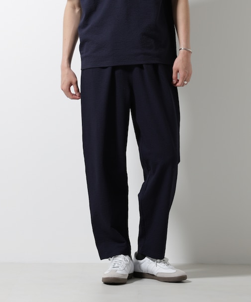 ジャージーサッカーワイドテーパードパンツ