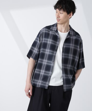 オリジナルパターンオンブレーシャツ 半袖