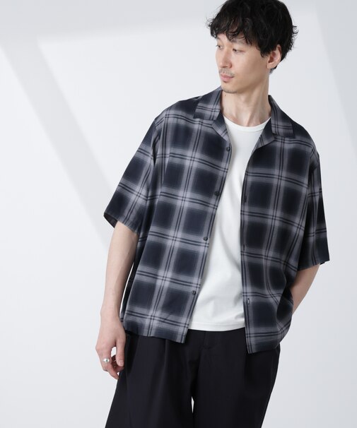 オリジナルパターンオンブレーシャツ 半袖