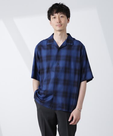 オリジナルパターンオンブレーシャツ 半袖