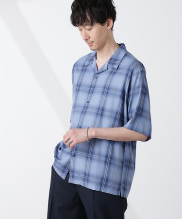 オリジナルパターンオンブレーシャツ 半袖