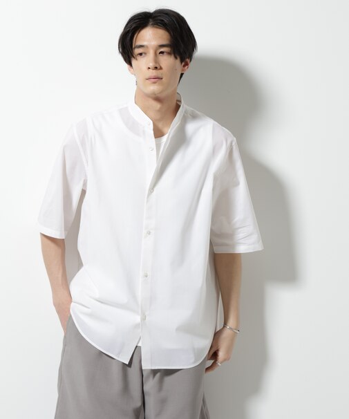 TEXBRID(R)バンドカラーシャツ 半袖