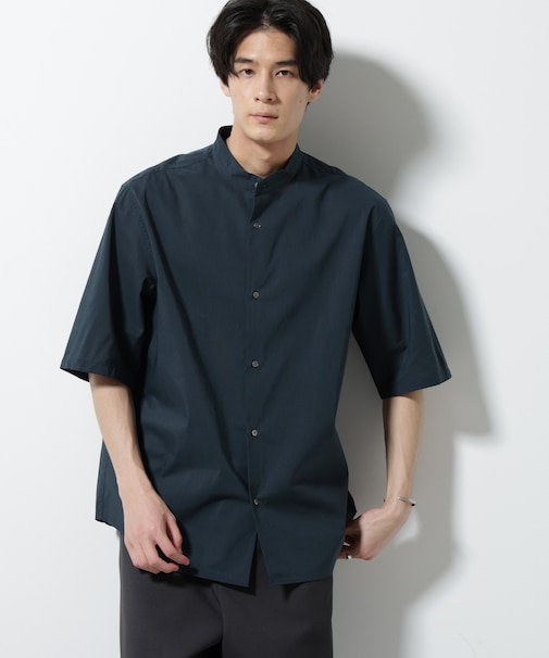 TEXBRID(R)バンドカラーシャツ 半袖