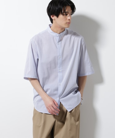 TEXBRID(R)バンドカラーシャツ 半袖