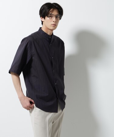 TEXBRID(R)バンドカラーシャツ 半袖