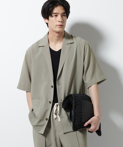 メランジドライシャツジャケット 半袖(セットアップ可)