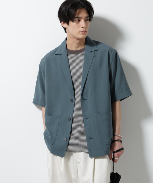 メランジドライシャツジャケット 半袖(セットアップ可)
