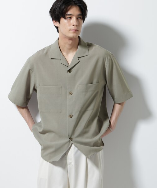 メランジドライオープンカラーシャツ（セットアップ可）