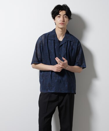NORMANBROS別注 メッシュプリントシャツ 半袖