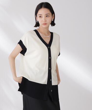 多機能強撚前後2wayフレンチスリーブニット