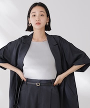 ボートネックリブニットトップス