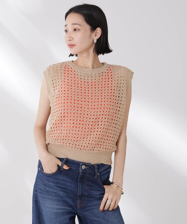 テープヤーンメッシュニットベスト