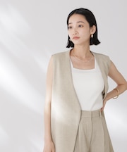 前後2wayスクエア＆クルーネックリブニットタンクトップ