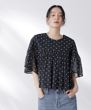 made in india コットンフロッキーフラワーブラウス