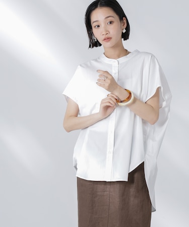 バックギャザーノースリーブブラウス
