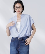 バンドカラーノースリーブシャツ(セットアップ可)