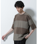 リラックス異素材ボーダーTシャツ 半袖