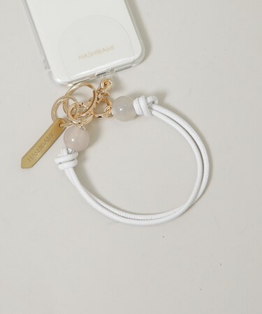 HASHIBAMI／大玉天然石 ×レザー スマホハンドストラップ