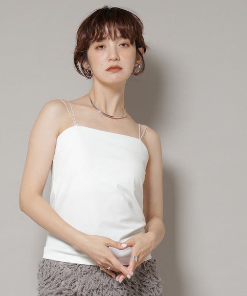 ストレッチポンチカップ付きベアトップキャミソール