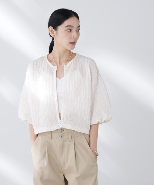 フクレシャーリングzipカーディガン