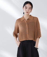 メッシュニットポロカーディガン