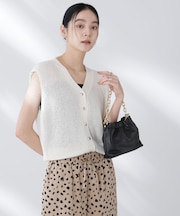 ペーパーヤーン畦ニットベスト