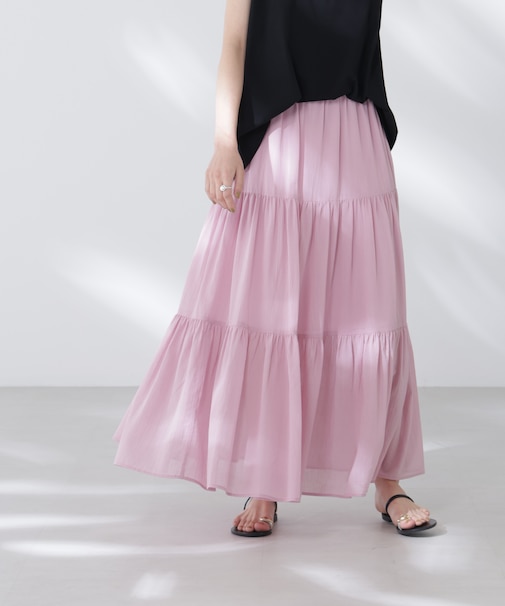 コットンシフォンティアードスカート