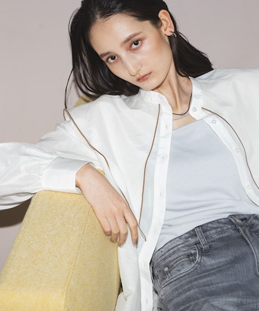 シルク混ビックカラーシャツ