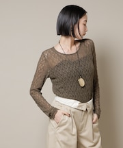 シアーレースロングスリーブトップス(セットアップ可)