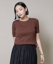 マルチボーダーテレコリブカットトップス