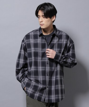 ビッグドレープチェックシャツ 長袖