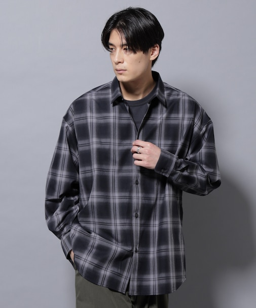 ビッグドレープチェックシャツ 長袖