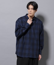 ビッグドレープチェックシャツ 長袖