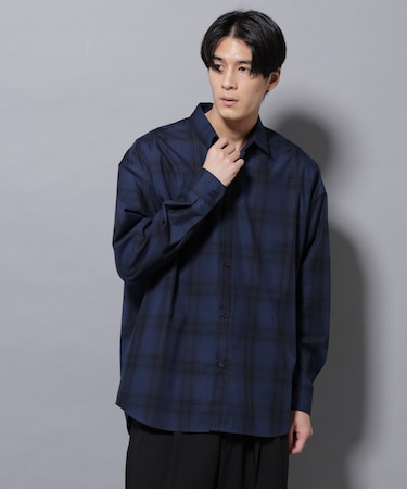 ビッグドレープチェックシャツ 長袖