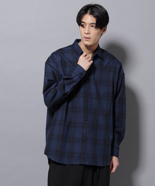 ビッグドレープチェックシャツ 長袖