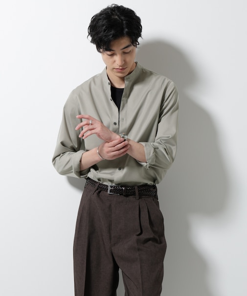 スタンダードバンドカラーシャツ/長袖