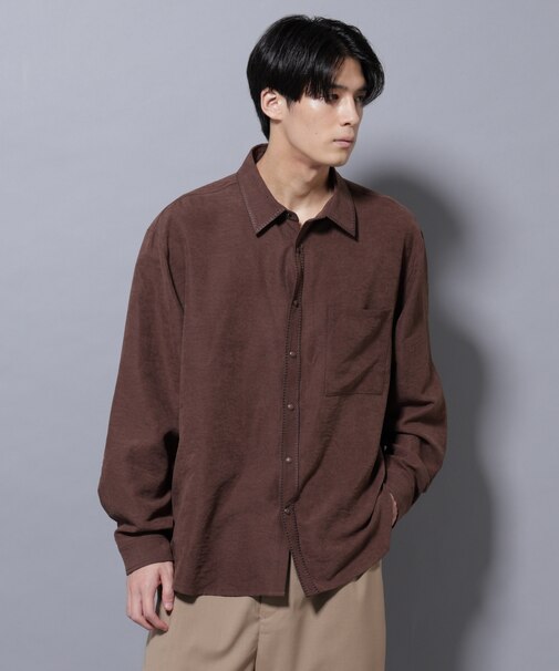 エンブロイダリーフェイクスウェードシャツ