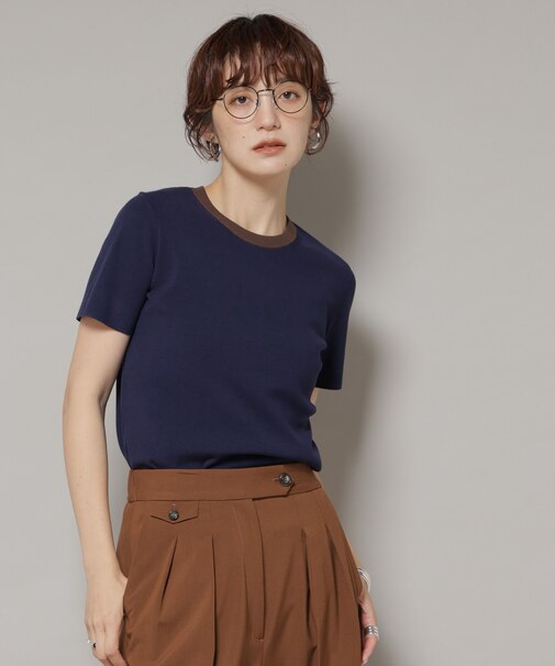 コンパクト総針ニットトップス