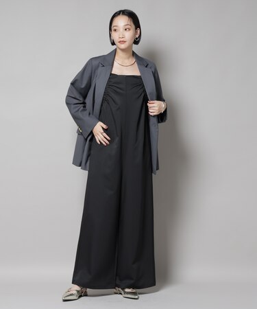 ギャザーデザインサロペットパンツ