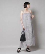 フリンジシフォンキャミソールワンピース(セットアップ可)