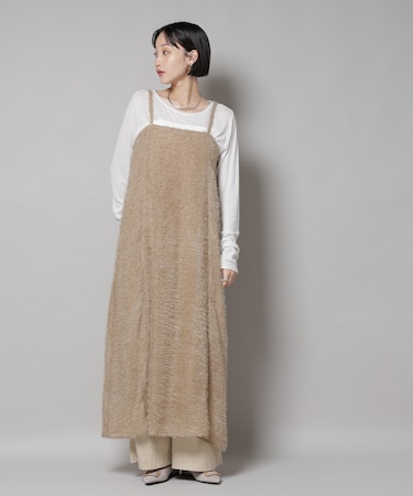 フリンジシフォンキャミソールワンピース(セットアップ可)