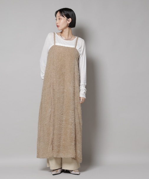 フリンジシフォンキャミソールワンピース(セットアップ可)