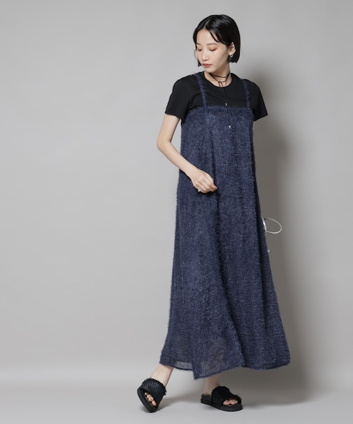 フリンジシフォンキャミソールワンピース(セットアップ可)
