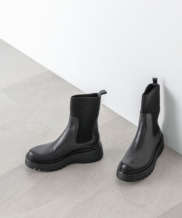 CORSO ROMA9／サイドゴアリブニットブーツ
