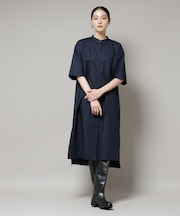 Wポケットハーフスリーブシャツワンピース