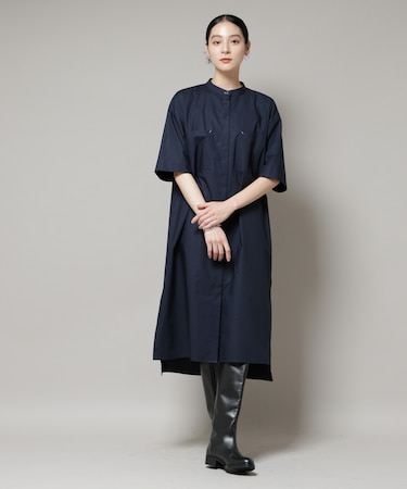 Ｗポケットハーフスリーブシャツワンピース