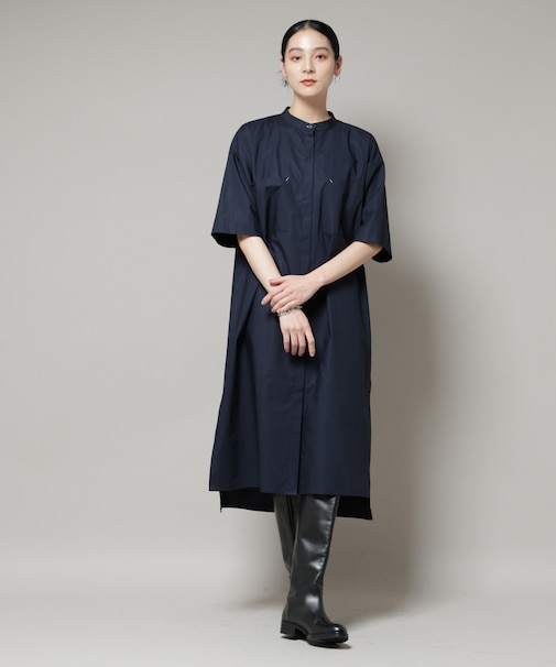 Ｗポケットハーフスリーブシャツワンピース