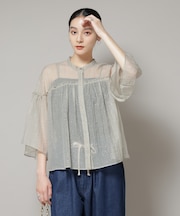 グリッタードットギャザーブラウス