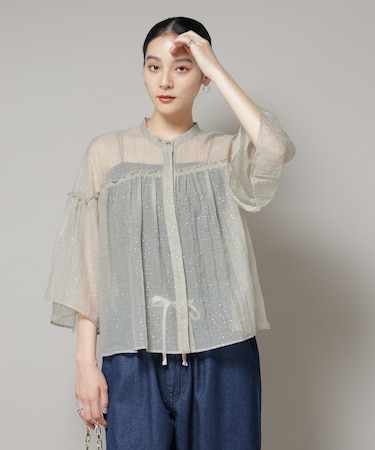 グリッタードットギャザーブラウス